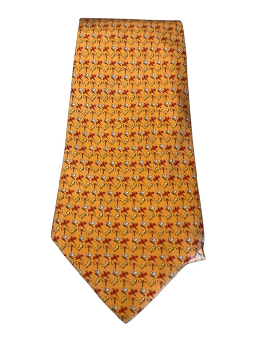 Ferragamo Orange Silk Fly's Men's Ties Orange