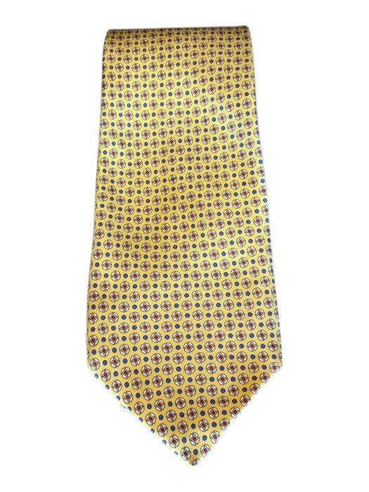 H Stockton Yellow & Blue Silk Medallion Men's Ties Yellow & Blue
