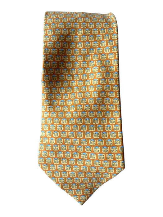 Ferragamo Yellow Silk Abstract Men's Ties Yellow
