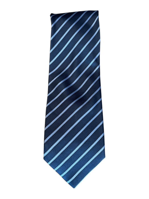 Italo Ferreti Blue & Light Blue Print Silk Striped Men's Ties Blue & Light Blue Print