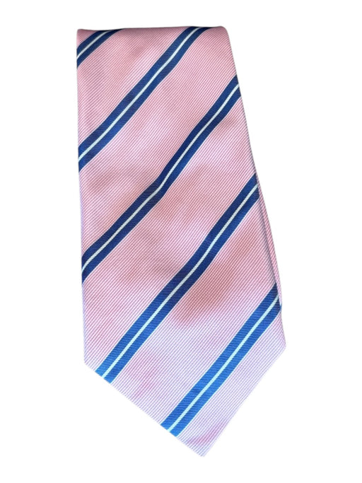 Holland & Sherry Pink & Blue Silk Striped Men's Ties Pink & Blue