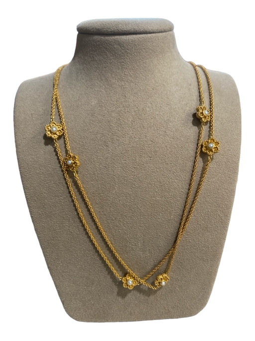 Julie Vos Gold Plated Nickel Pearls Long Necklace Gold Plated