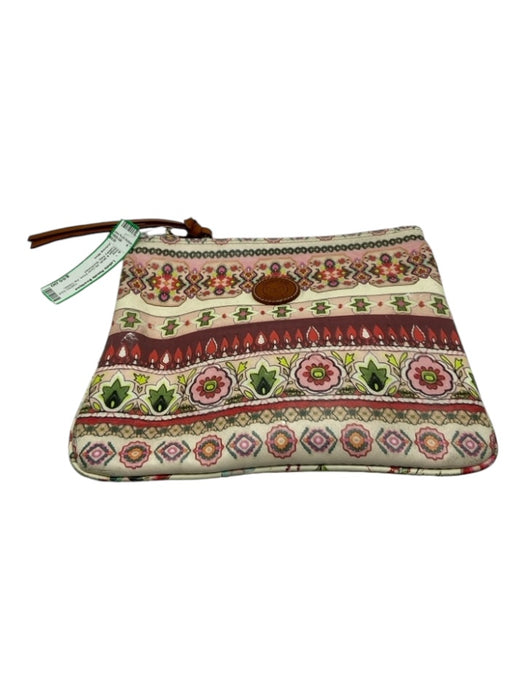 Johnny Was Beige & Multi All Over Print Zip Close Toiletry Bag Bag Beige & Multi