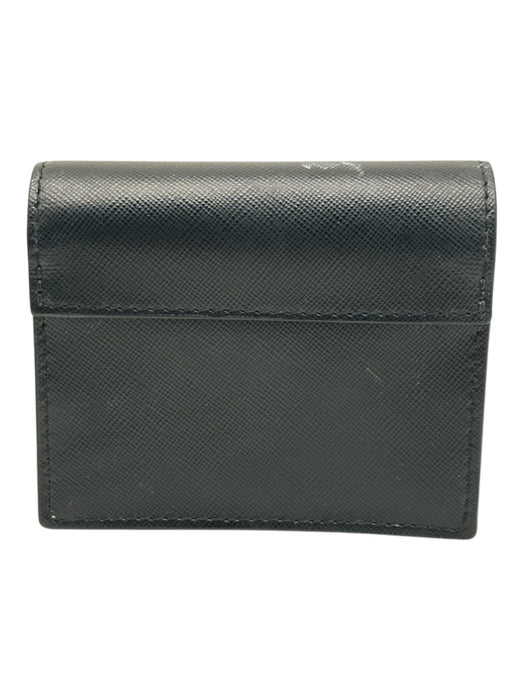 Tory Burch Black Leather Small Accordion Gold Tone Hardware Snap Front Wallets Black