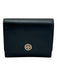 Tory Burch Black Leather Small Accordion Gold Tone Hardware Snap Front Wallets Black