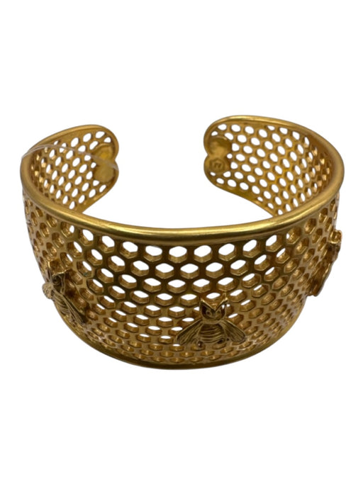 Julie Vos Gold Metal 24K gold plate Honeycomb Cuff Bracelet Gold