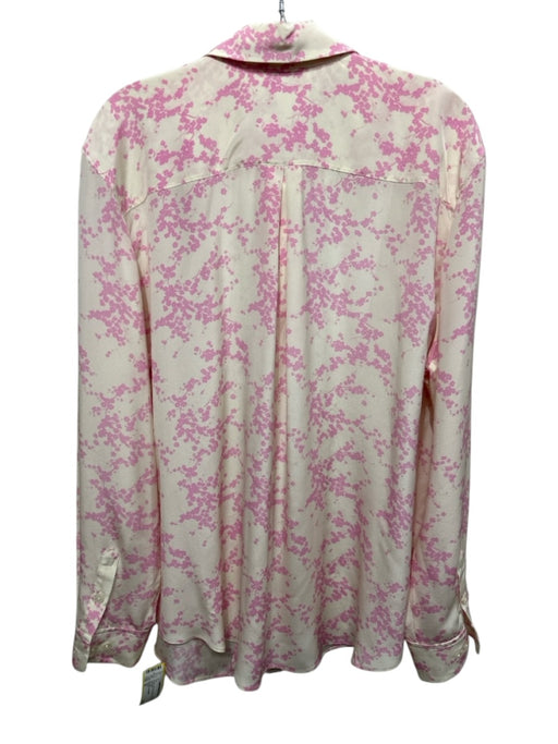 Tucker Size XL Cream & pink Silk Button Up Floral Print Top Cream & pink / XL