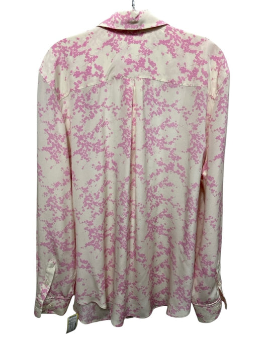 Tucker Size XL Cream & pink Silk Button Up Floral Print Top Cream & pink / XL