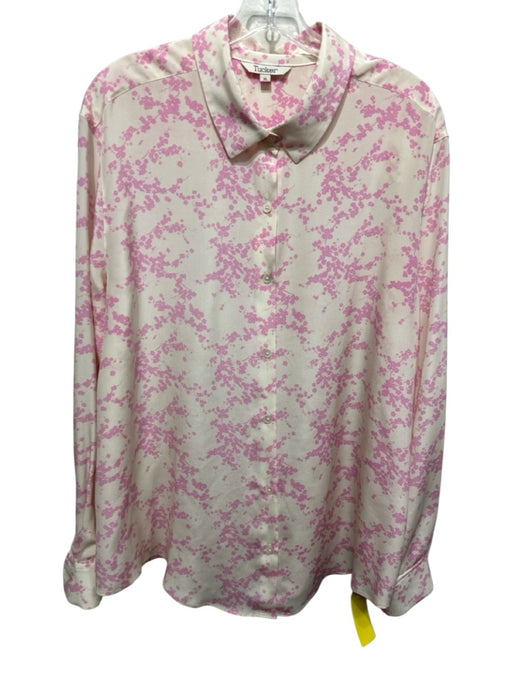 Tucker Size XL Cream & pink Silk Button Up Floral Print Top Cream & pink / XL