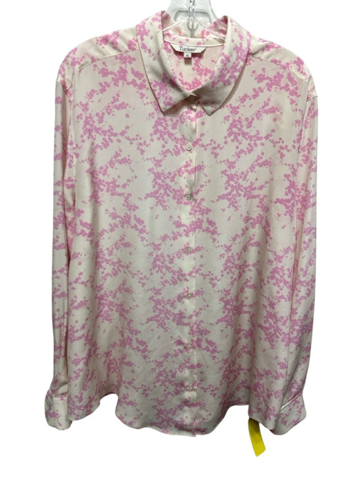 Tucker Size XL Cream & pink Silk Button Up Floral Print Top Cream & pink / XL