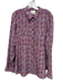 J. Crew Size 16 Red, Blue & White Silk Long Sleeve Floral Button Up Shirt Top Red, Blue & White / 16