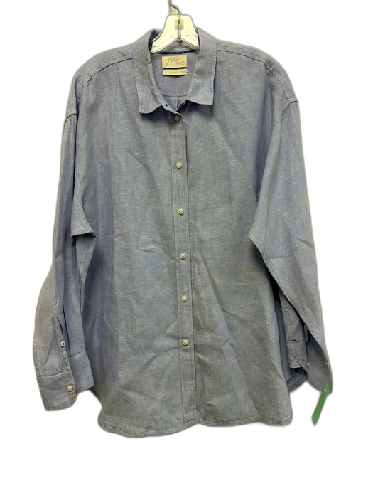 J. Crew Size 16 Blue Linen Long Sleeve Button Up Shirt Top Blue / 16