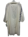 Pomegranate Size XL White & Blue Cotton Botanical Embroidery 3/4 Sleeve Dress White & Blue / XL