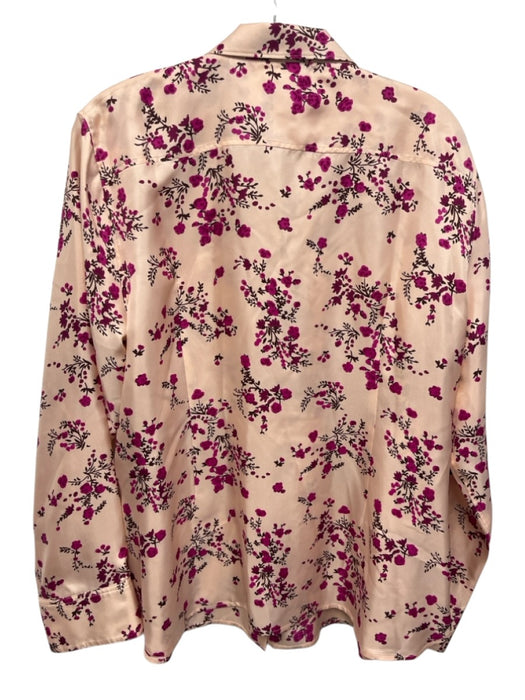 J Crew Collection Size 16 Light Pink, Hot Pink, Brown Silk Long Sleeve Top Light Pink, Hot Pink, Brown / 16