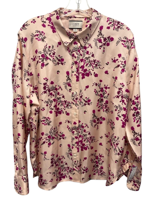 J Crew Collection Size 16 Light Pink, Hot Pink, Brown Silk Long Sleeve Top Light Pink, Hot Pink, Brown / 16
