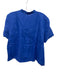 Eileen Fisher Size M Blue Linen Short Sleeve Collar Buttons Top Blue / M