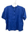 Eileen Fisher Size M Blue Linen Short Sleeve Collar Buttons Top Blue / M