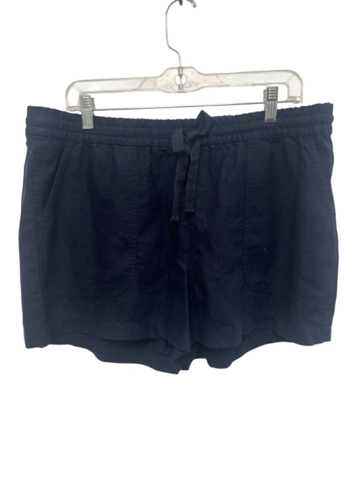 J Crew Size L Navy Blue Linen & Lyocell Elastic Drawstring Waist Pockets Shorts Navy Blue / L