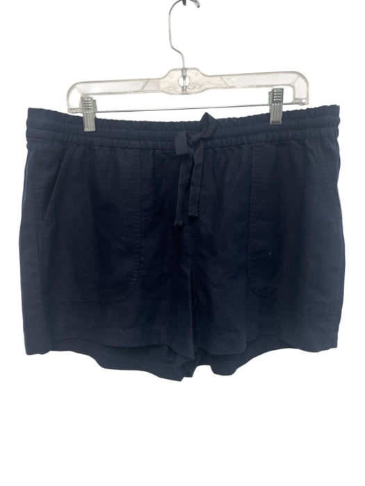 J Crew Size L Navy Blue Linen & Lyocell Elastic Drawstring Waist Pockets Shorts Navy Blue / L
