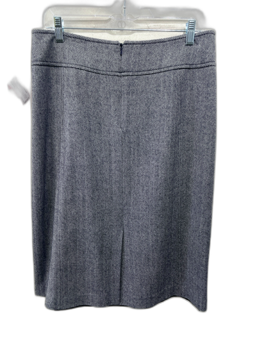 Tory Burch Size 12 Navy & white Wool silver tone hardware Herringbone Skirt Navy & white / 12