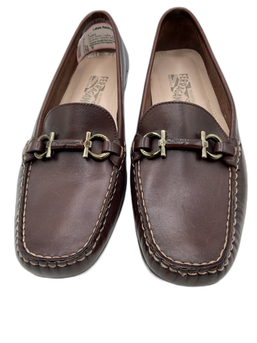 Salvatore Ferragamo Shoe Size 9 Brown Leather silver tone hardware Loafers Brown / 9