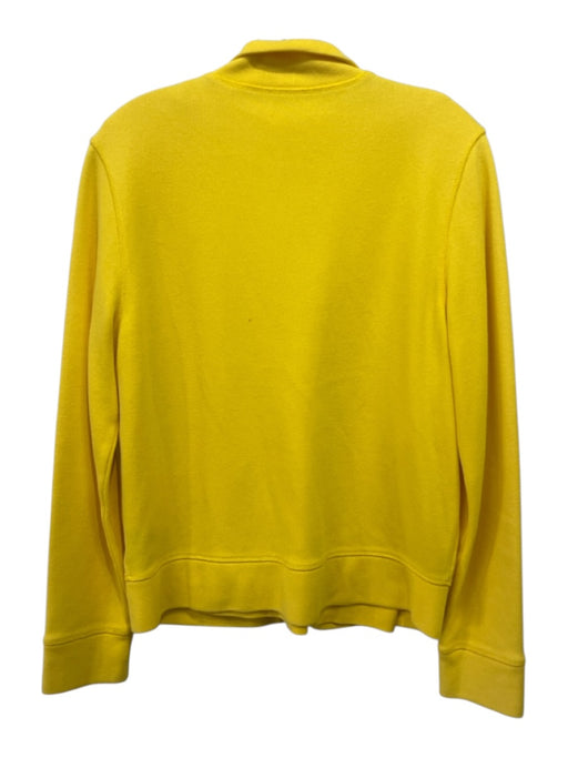 Facconable Size M Yellow Cotton V Neck 3/4 Sleeve Ribbed Zip Up Sweater Set Yellow / M
