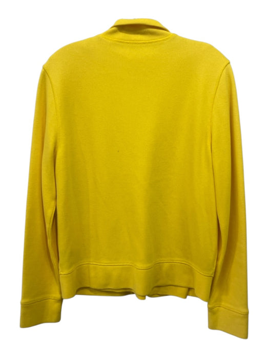 Facconable Size M Yellow Cotton V Neck 3/4 Sleeve Ribbed Zip Up Sweater Set Yellow / M