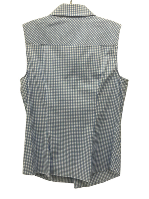 Neiman Marcus Size 10 Light blue & white Cotton Sleeveless Checked Top Light blue & white / 10