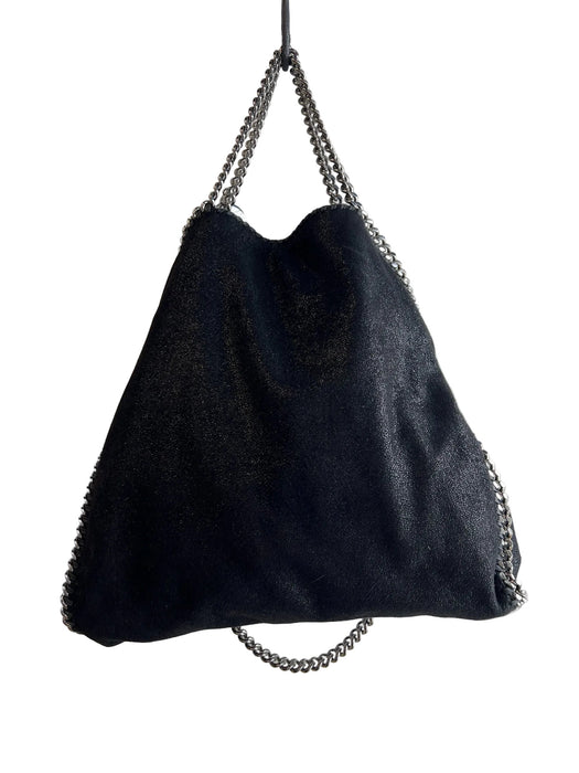 Stella McCartney Black Vegan Leather Silver Hardware Whipstitch Bag