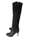 Chanel Shoe Size 40.5 Black & Gold Metallic Almond Toe Thigh High Boots Black & Gold / 40.5