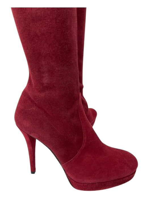 Stuart Weitzman Shoe Size 7.5 Burgundy Red Suede Almond Toe Platform Boots Burgundy Red / 7.5