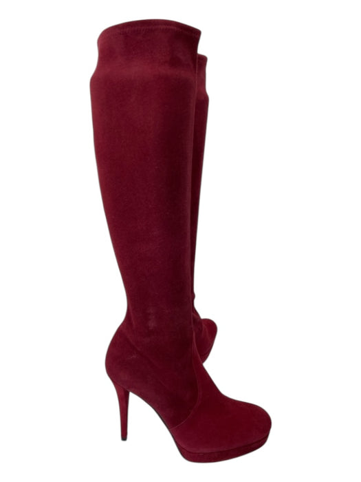 Stuart Weitzman Shoe Size 7.5 Burgundy Red Suede Almond Toe Platform Boots Burgundy Red / 7.5