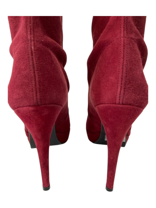 Stuart Weitzman Shoe Size 7.5 Burgundy Red Suede Almond Toe Platform Boots Burgundy Red / 7.5