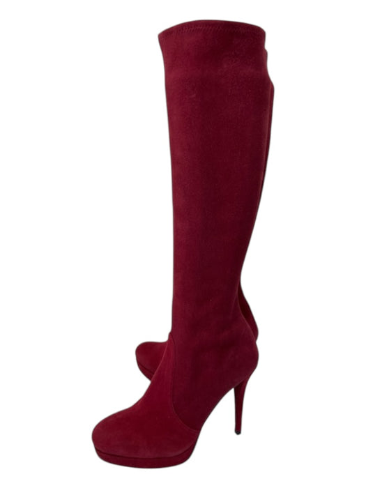 Stuart Weitzman Shoe Size 7.5 Burgundy Red Suede Almond Toe Platform Boots Burgundy Red / 7.5