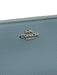 Coach Slate Blue Pebble Leather Silver Hardware Zip Up Continental Wallets Slate Blue