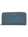 Coach Slate Blue Pebble Leather Silver Hardware Zip Up Continental Wallets Slate Blue