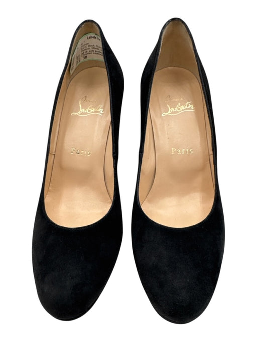 Christian Louboutin Shoe Size 38 Black Suede Round Toe Platform Stiletto Pumps Black / 38
