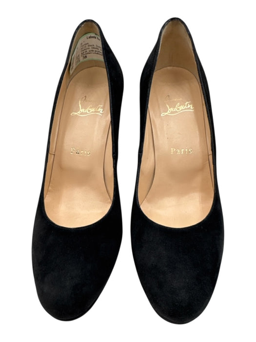Christian Louboutin Shoe Size 38 Black Suede Round Toe Platform Stiletto Pumps Black / 38