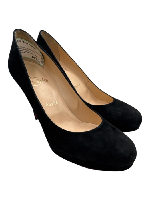 Christian Louboutin Shoe Size 38 Black Suede Round Toe Platform Stiletto Pumps Black / 38