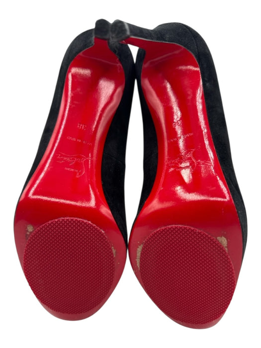 Christian Louboutin Shoe Size 38 Black Suede Round Toe Platform Stiletto Pumps Black / 38