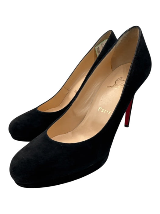 Christian Louboutin Shoe Size 38 Black Suede Round Toe Platform Stiletto Pumps Black / 38