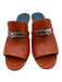 Hermes Shoe Size 38 Orange & Silver Leather Peep Toe Turn Lock Detail Sandals Orange & Silver / 38