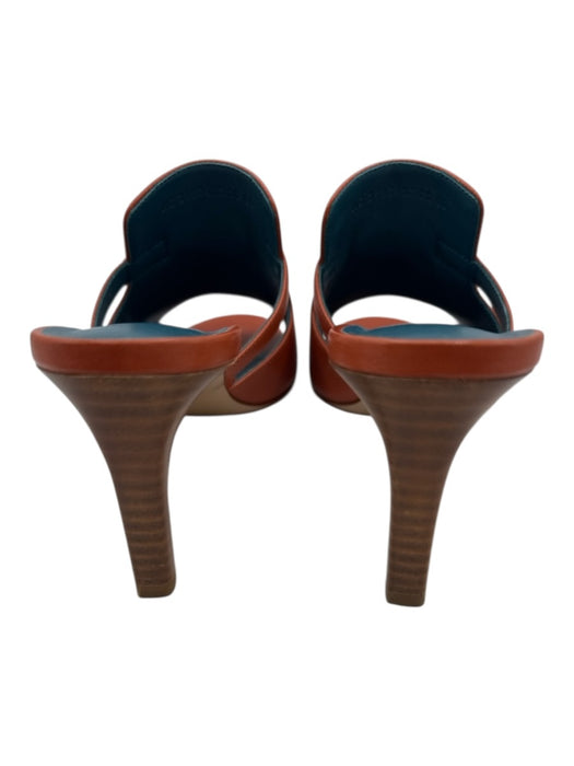 Hermes Shoe Size 38 Orange & Silver Leather Peep Toe Turn Lock Detail Sandals Orange & Silver / 38