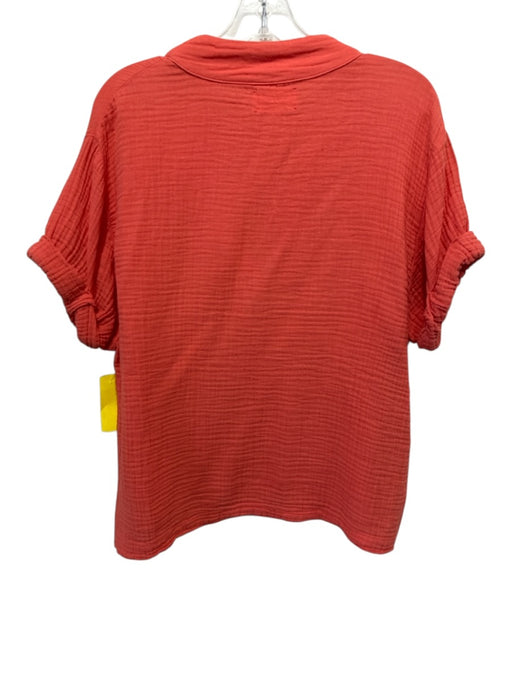 XiRENA Size S Orange Cotton Short Sleeve V Neck Boxy Top Orange / S