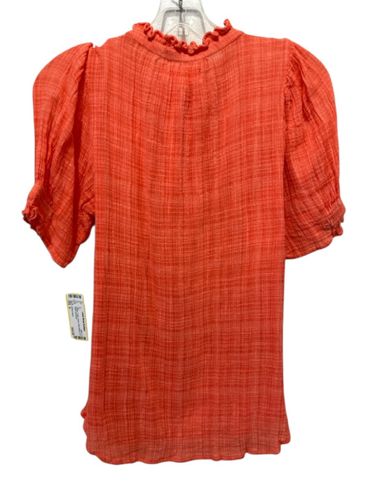 A Piece Apart Size S Orange Cotton Gauze Short Sleeve 1/4 Button Top Orange / S