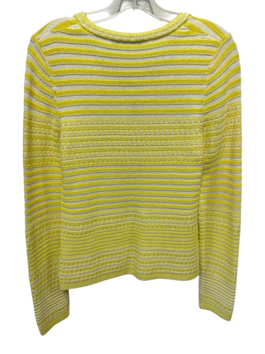 Trina Turk Size S Yellow & White Cotton Horizontal Stripes Button Up Sweater Yellow & White / S