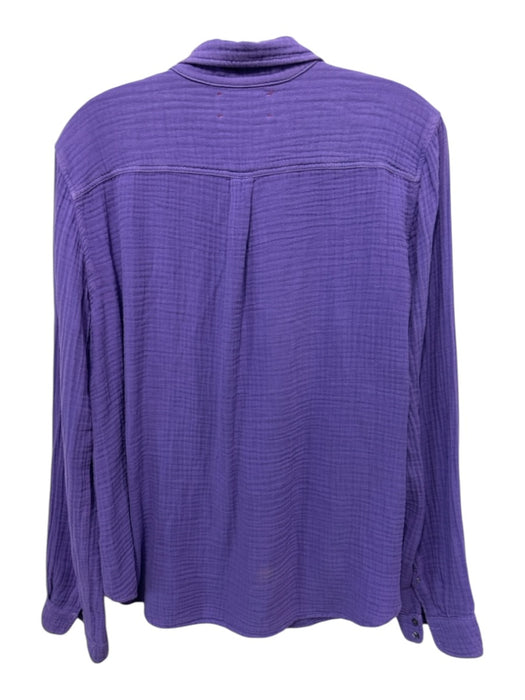 XiRENA Size S Purple Cotton Wrinkle Affect Long Sleeve Button Up Top Purple / S