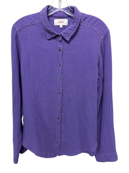 XiRENA Size S Purple Cotton Wrinkle Affect Long Sleeve Button Up Top Purple / S