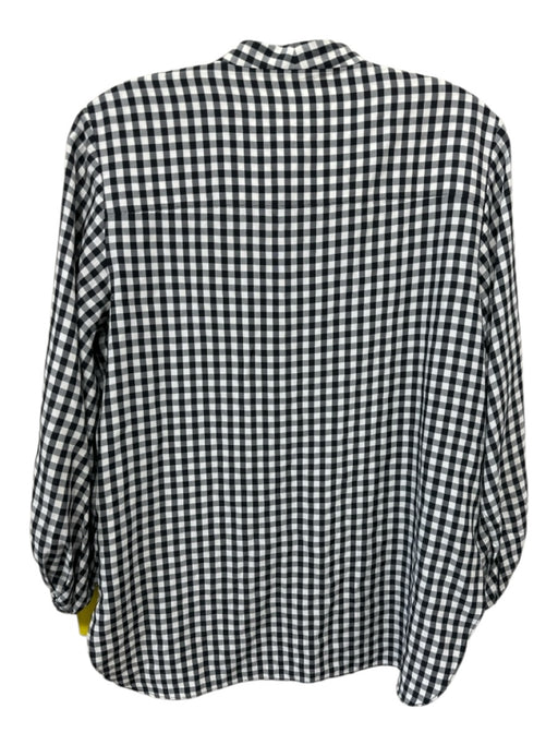 Tibi Size 0 Black & White Viscose Long Balloon Sleeve Checked Button Up Top Black & White / 0