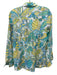 J. McLaughlin Size XS Turquoise, Yellow & Light Blue Linen Long Sleeve Top Turquoise, Yellow & Light Blue / XS
